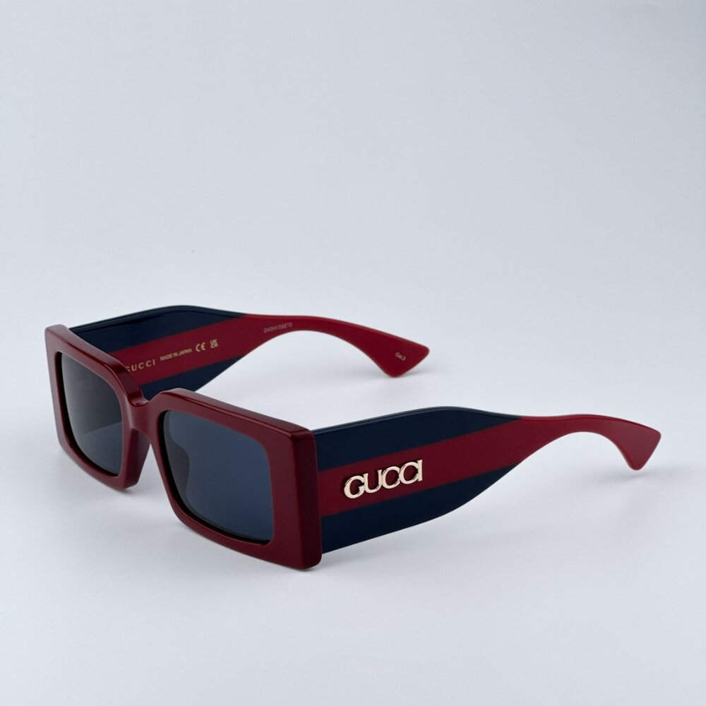 Gucci Women BRAND NEW Sunglasses Burgundy Blue Rectangular GG1860S 003